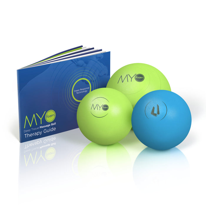 3 Pack - 2x4" & 5" Mobility Ball Massage Balls with Medium/High Rebounding Myofoam Core, Perfect for Muscle Recovery & Trigger Point Relief