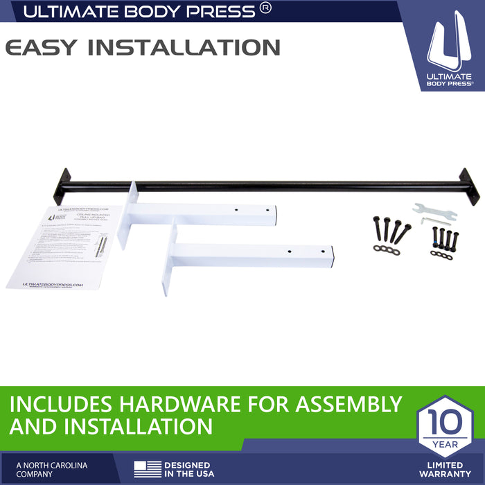 Ceiling Mount Pull Up Bar for 8' Ceilings with New Upgraded Through-Bolt Bar Mounts