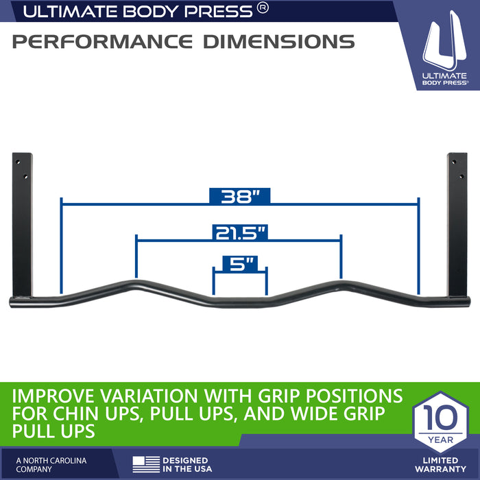 Ergonomic Joist Mount Pull Up Bar with 3 Grip Positions