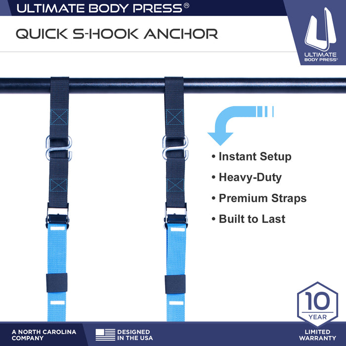 Ceiling Mount Pull Up Bar With Reversible Risers and Strap System