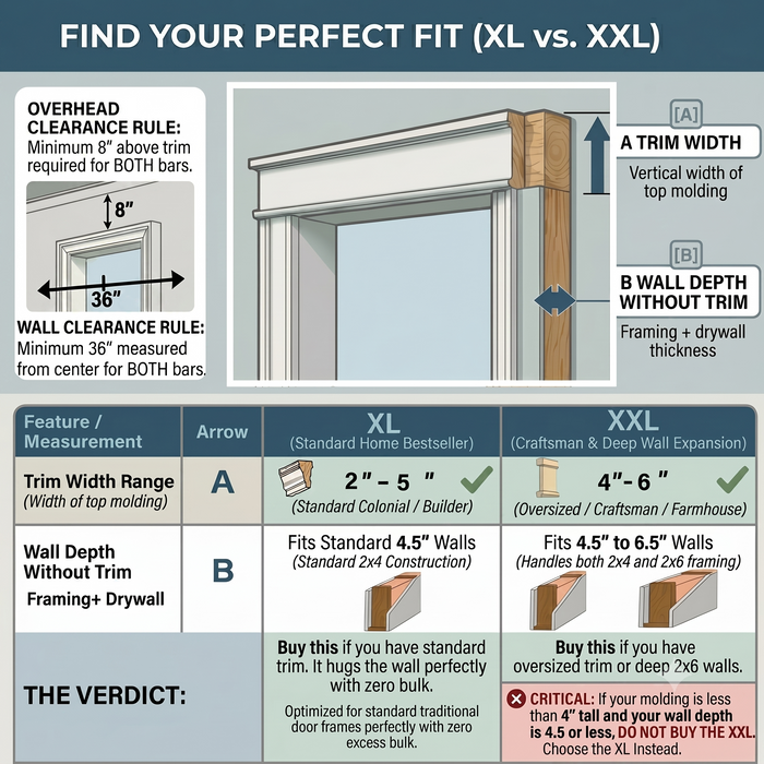 XXL Doorway Pull Up Bar with Elevated Bar & Adjustable Width