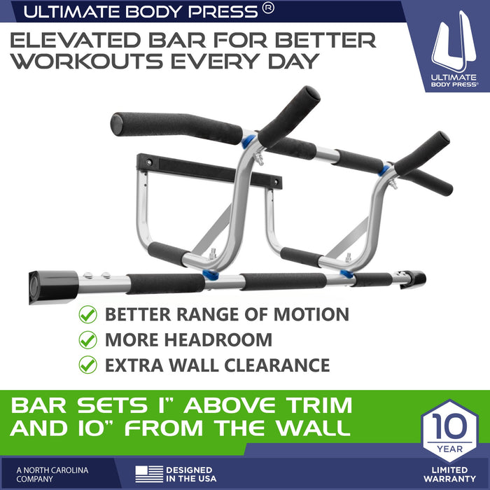 Doorway Pull Up Bar with Elevated Bar & Adjustable Width