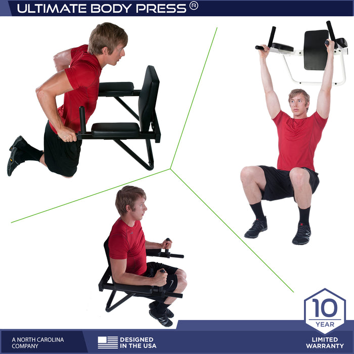 New - Wall Mount Dip and Vertical Knee Raise Station in White