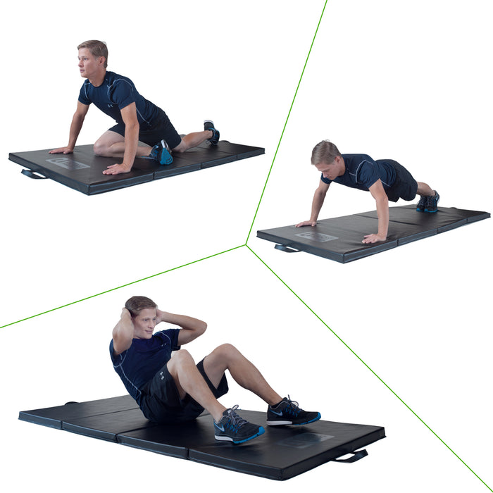 Premium Exercise and Yoga Mat - 6'4” x 3' x 2” - Four Panel
