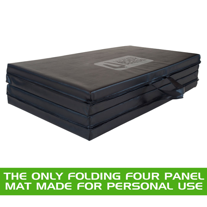 Premium Exercise and Yoga Mat - 6’4” x 3’ x 2” - Four Panel Folding with Handles