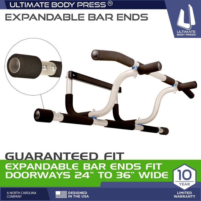 XL Doorway Pull Up Bar with Elevated Bar & Adjustable Width